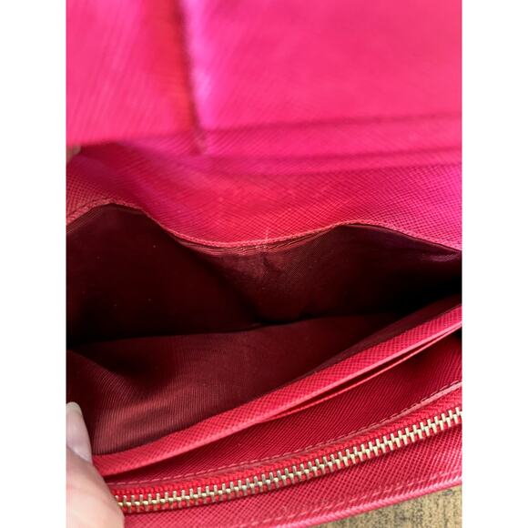 PRADA Pink Saffiano Leather Continental Bow Wallet With Authenticity Card - Picture 12 of 15